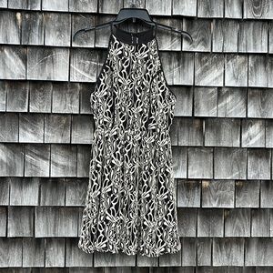 Bar III halter black and white extra large embroidered lace overlay dress